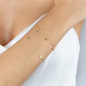 FS0135 925 Sterling Silver Star and Moon Bracelet