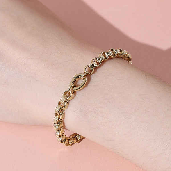 FS0298 925 Sterling Silver Hip Hop Box Chain Bracelet