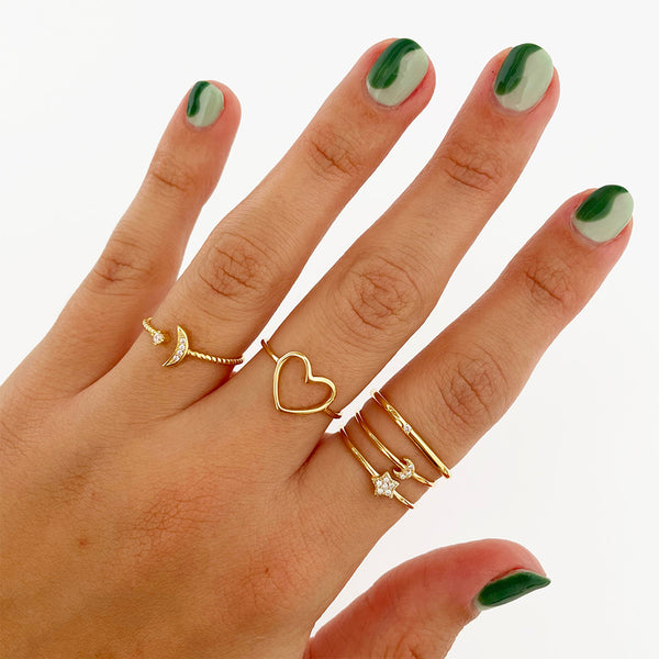 FJ0787 925 Sterling Silver Sweet Heart Hollow Ring