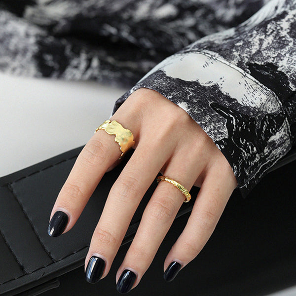 RHJ1042 925 Sterling Silver Texture Open Ring