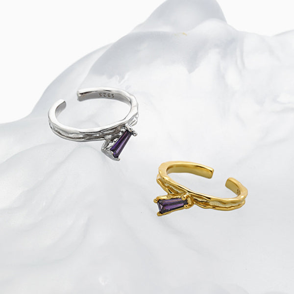 RHJ1130 925 Sterling Silver Irregular Cubic Zirconia Open Ring