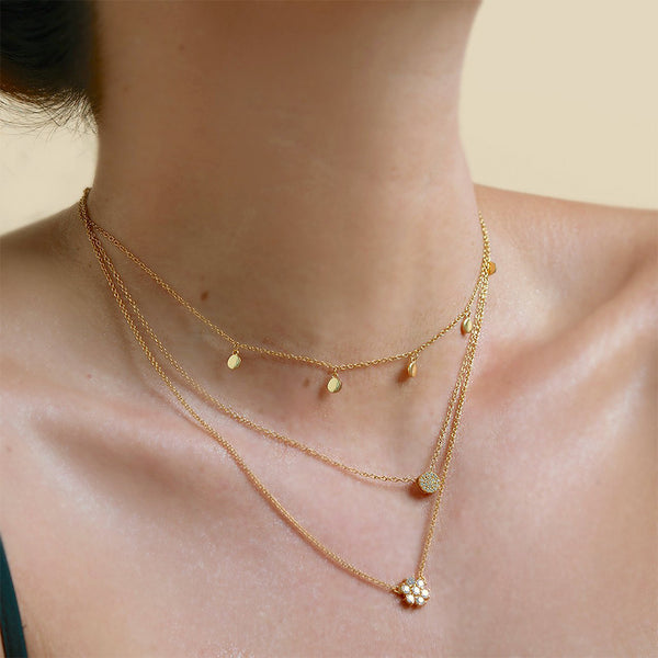 FX0511 925 Sterling Silver Five Small Coins Necklace