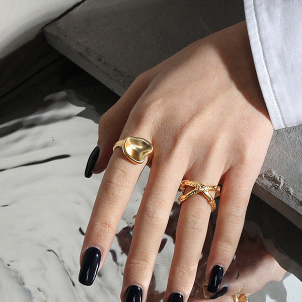 RHJ1055 Geometric Irregular Open Ring