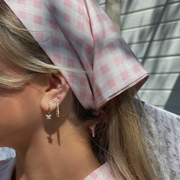 FE1563 925 Sterling Silver Cubic Zircon Flower Stud Earrings