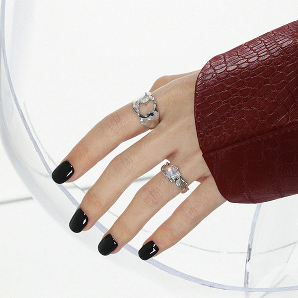 RHJ1078 925 Sterling Silver Baguette CZ Irregular Ring