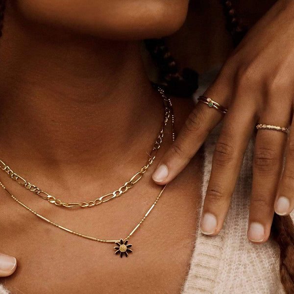 FJ0493 925 Sterling Silver Gold Daisy Ring