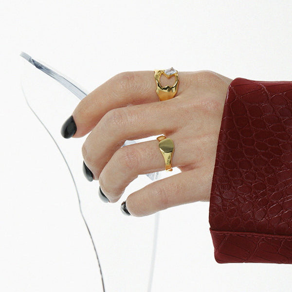 RHJ1078 925 Sterling Silver Baguette CZ Irregular Ring