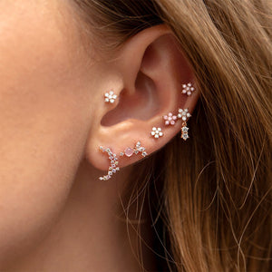FE1566 925 Sterling Silver Star Zircon Stud Earrings