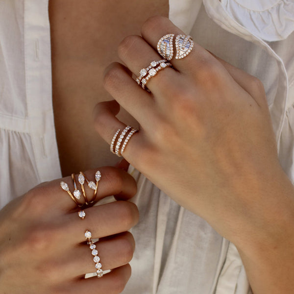 FJ0385 925 Sterling Silver Pave Zircon Eternity Ring