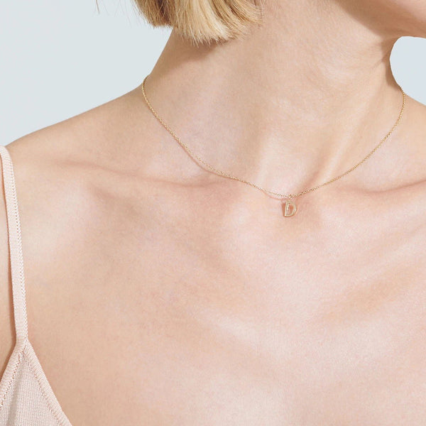 FX0544 925 Sterling Silver Gold Letter Pendant Necklace