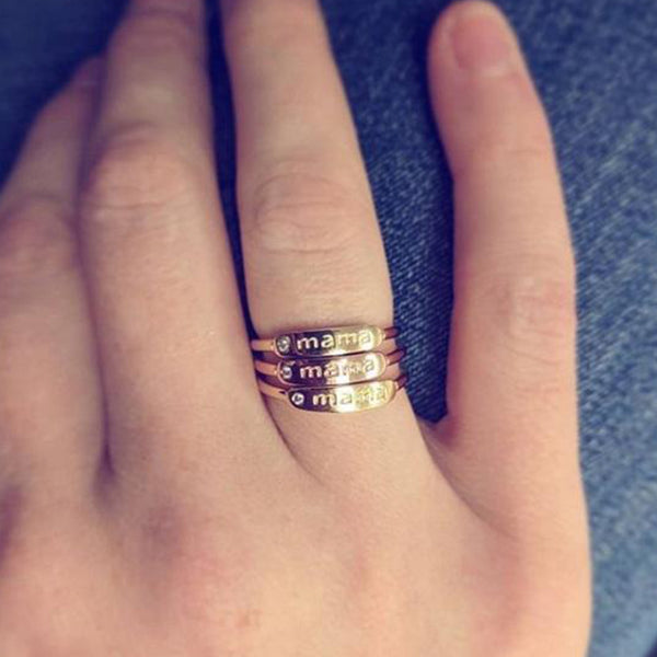 FJ0399 925 Sterling Silver MaMa Carved Signet Ring