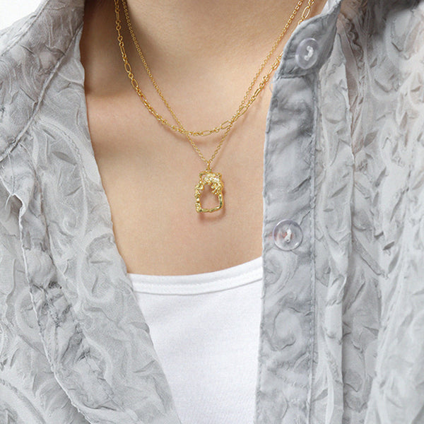 RHX1024 Lava Square Pendant Necklace