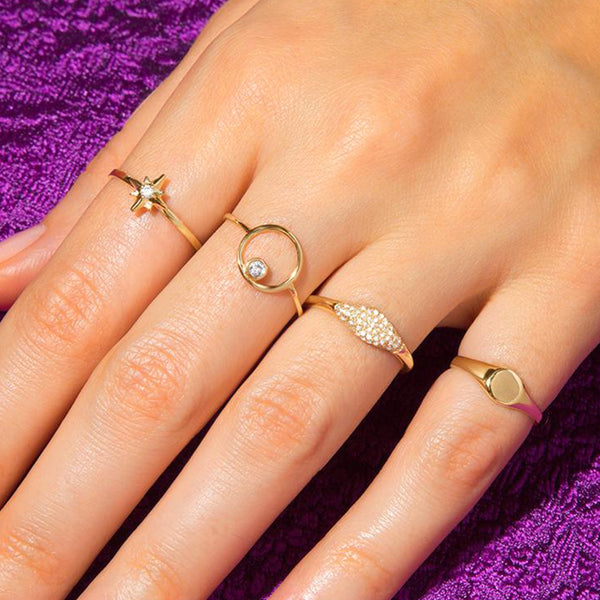 FJ0667 925 Sterling Silver North Star Zircon Ring