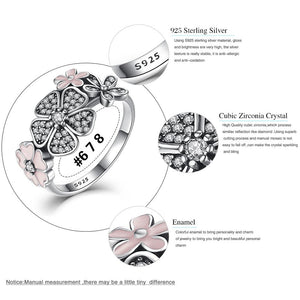 YJ1159  925 Sterling Silver Enamel&Clear CZ Daisy Statement Ring