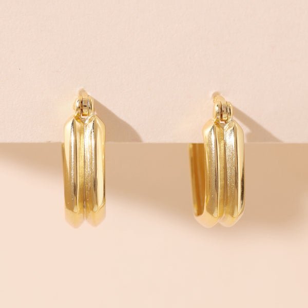 YHE0479 925 Sterling Silver Double Layer Square Earrings