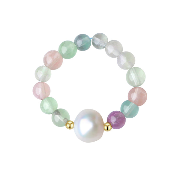 PR0013 PR0014 Light Amethyst Colorful Stone Freshwater Pearl Ring