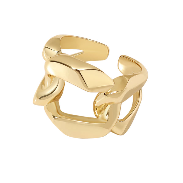 FJ0820 925 Sterling Silver Hollow Chunky Chain Link Women Ring