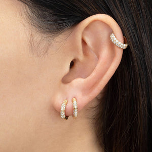 FE1142 925 Sterling Silver Bamboo Zircon Hoop Earrings