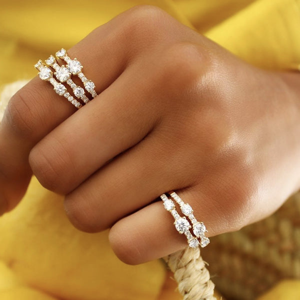 FJ0385 925 Sterling Silver Pave Zircon Eternity Ring