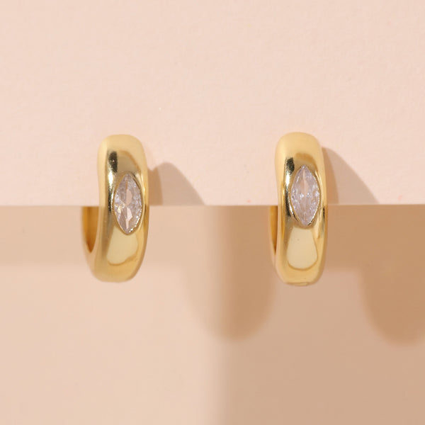 YHE0356 925 Sterling Silver Marquis Cubiz Zirconia Heavy Duty Earrings