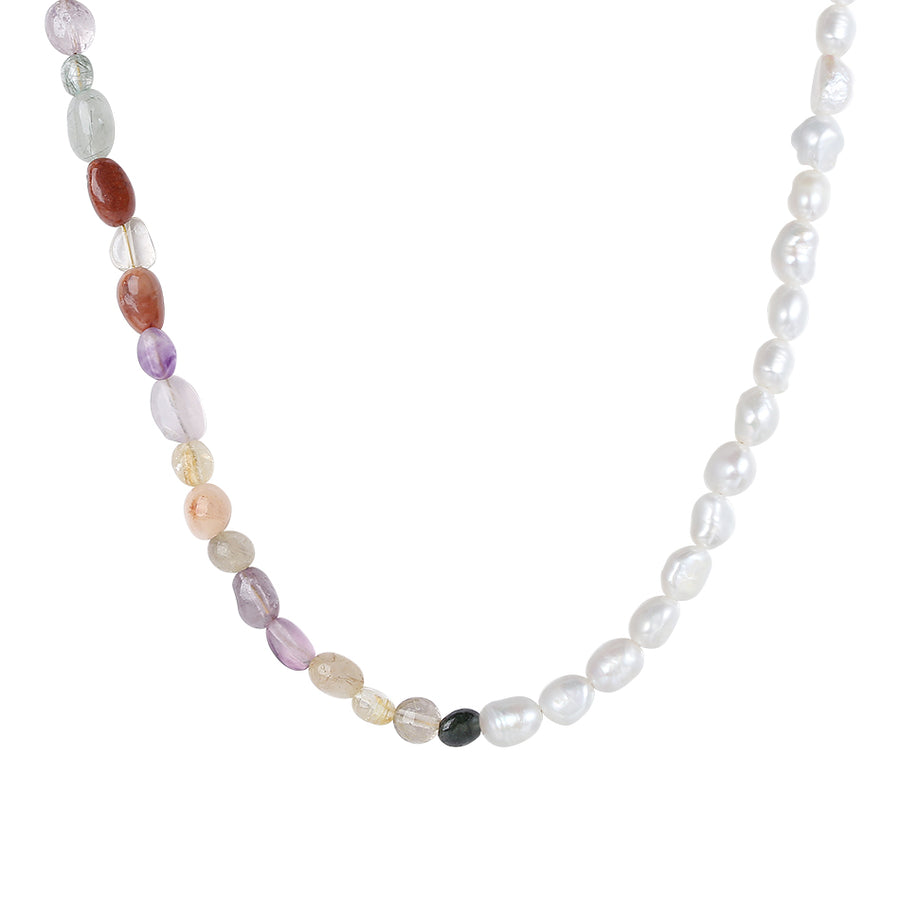 PN0025 925 sterling silver Colorful Stone & Freshwater Pearl Necklace
