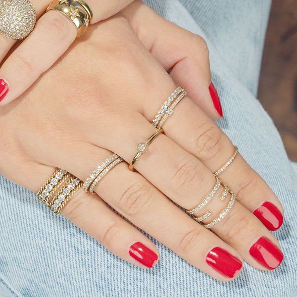 FJ0436 925 Sterling Silver Pave Zircon Sphere Ring