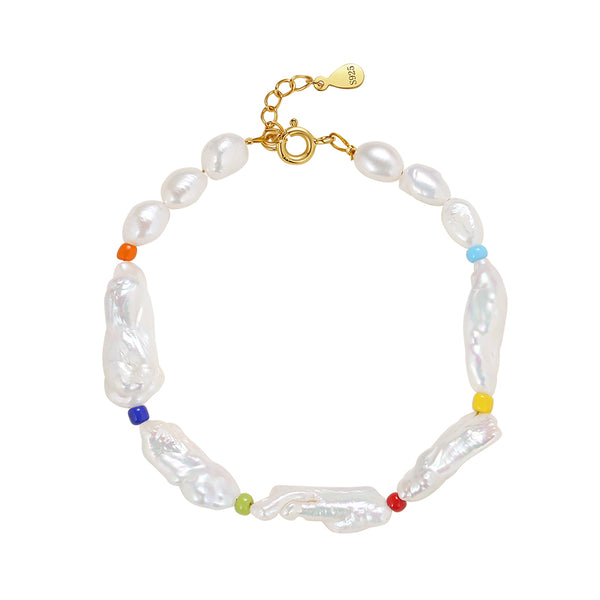 FS0260 925 Sterling Silver Baroque Pearl Bracelet
