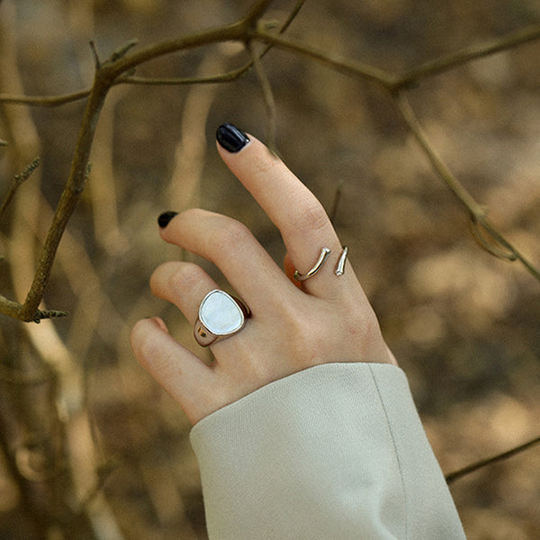 S925 RHJ1002 Fritillaria Women Open Ring