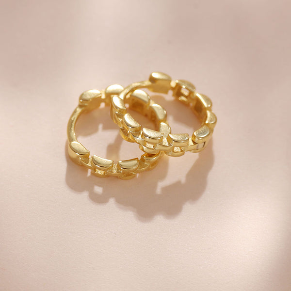 YHE0451 925 Sterling Silver Strap Chain C-shaped Open Circle Earring