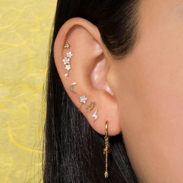 FE1556 925 Sterling Silver Zircon Three Star Stud Earrings