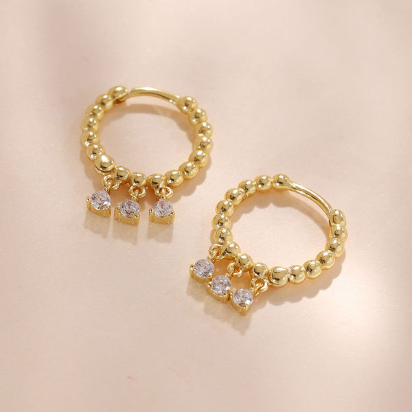 YHE0194 925 Sterling Silver Cubic Zirconia Bead Women Earring