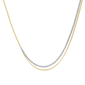 FX0886 925 Sterlig Silver Mixed  Layer Link Chain Necklaces