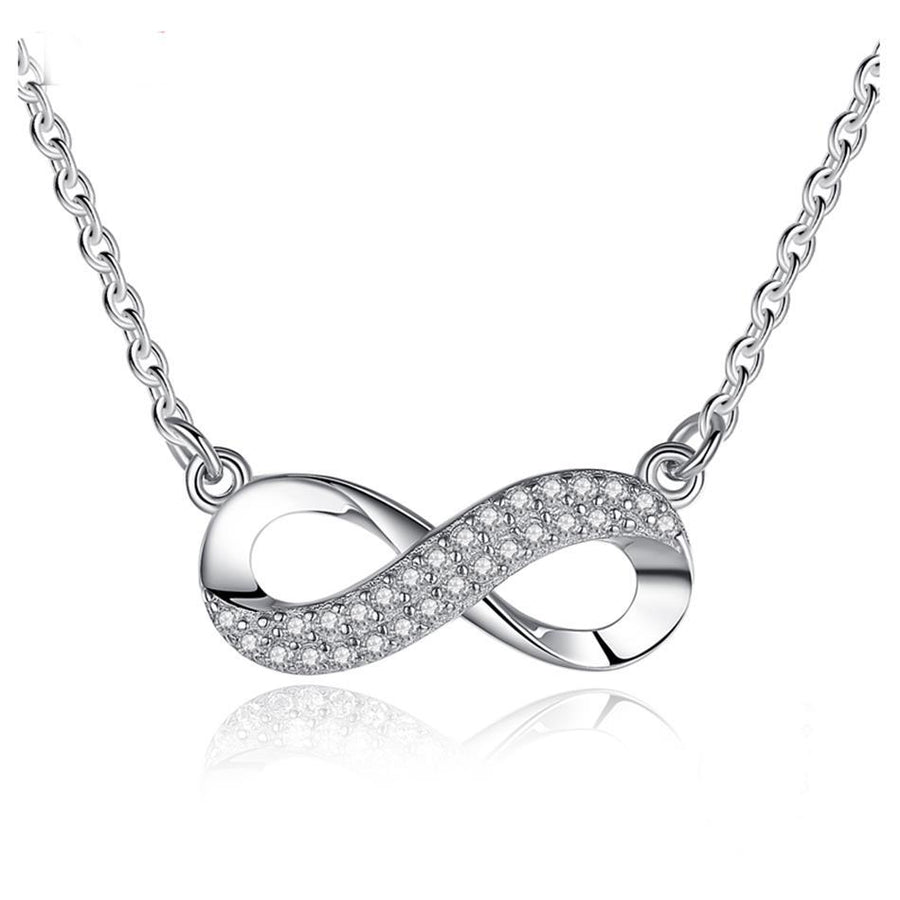 YX1101 925 Sterling Silver Infinity Love Long Chain Necklace