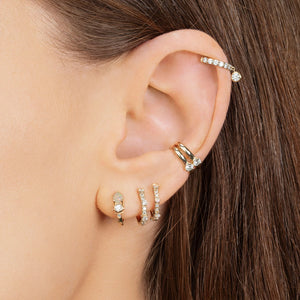 FE1351 925 Sterling Silver Opal Cubic Zircon Hoop Earrings