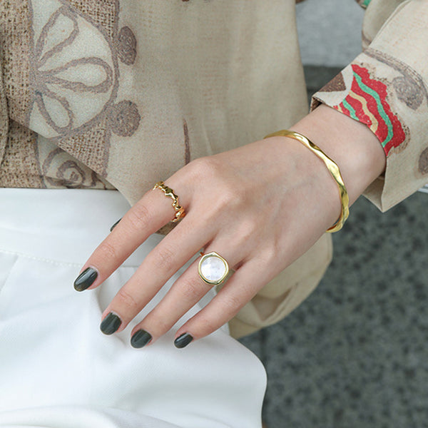 S925 RHJ1003 Fritillaria Adjustable Ring