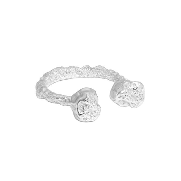 RHJ1124 925 Sterling Silver Texture Open Ring