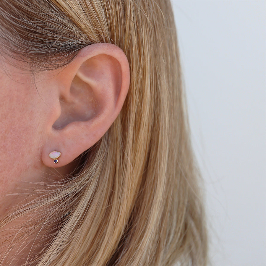 FE1445 925 Sterling Silver Opal Sapphire Earrings