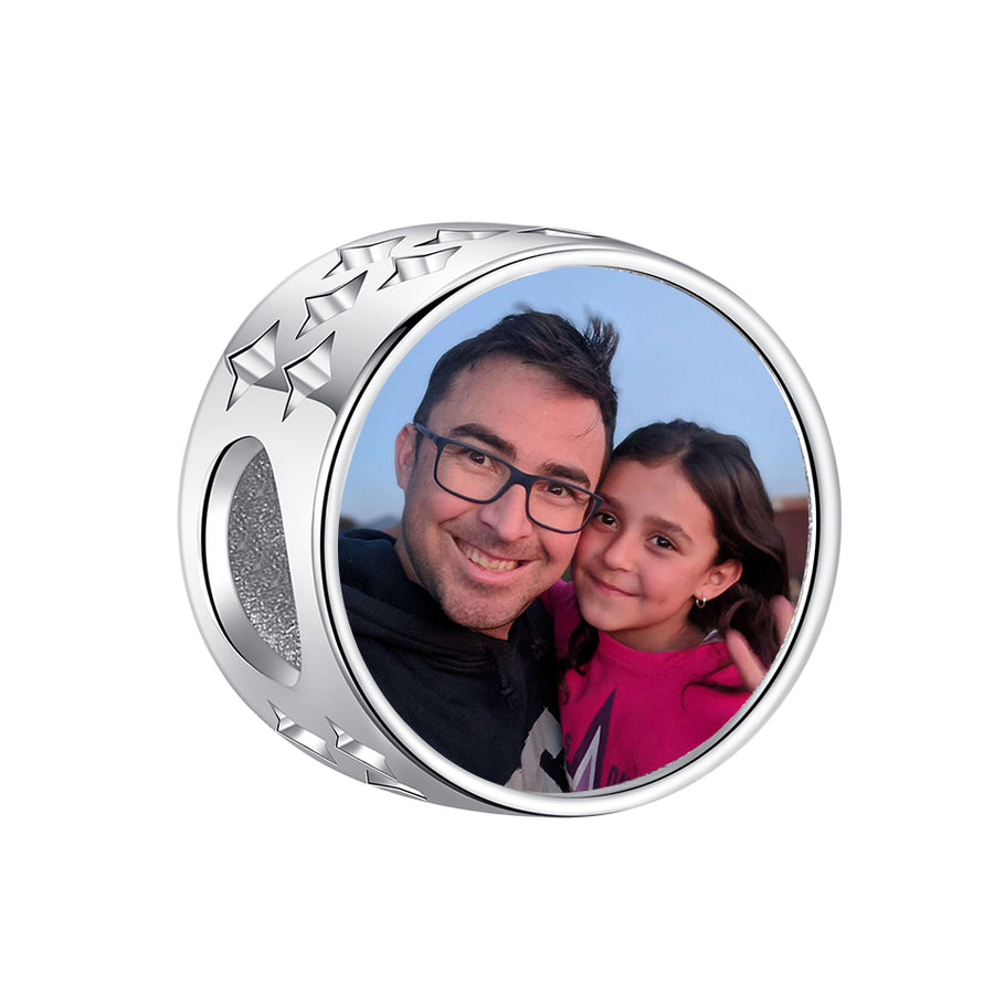XPPY1109 925 Sterling Silver Round Photo Charm