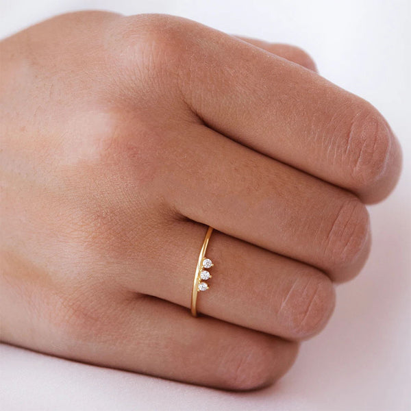 FJ0316 925 Sterling Silver Mini Diamond Ring