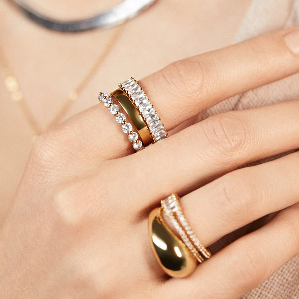 FJ0657 925 Sterling Silver Link Cubic Zirconia Ring