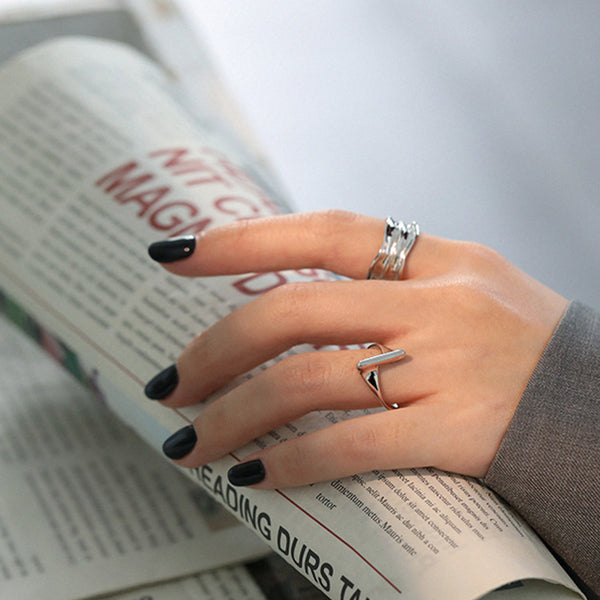 RHJ1112 925 Sterling Silver Irregular Shape Open Ring