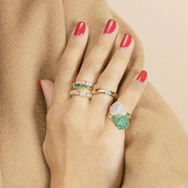 FJ0443 925 Sterling Silver Oval Zircon Thicker Ring