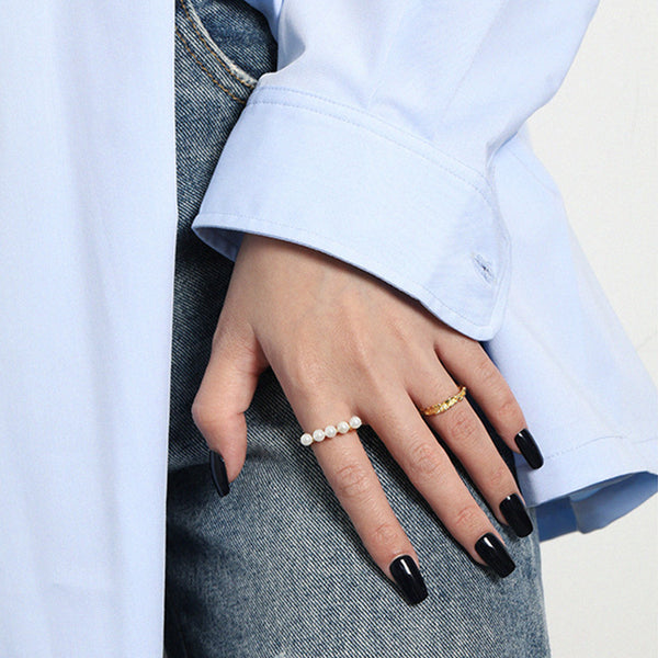 S925 RHJ1016 Texture Adjustable Ring