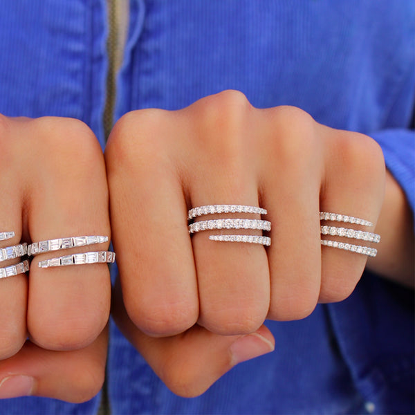 FJ0386 925 Sterling Silver Pinky Coil Zircon Ring