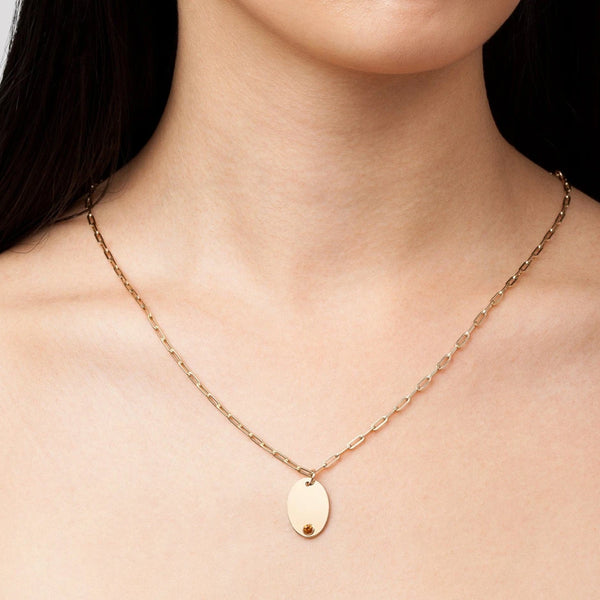 FX0368 925 Sterling Silver Oval Coin Pendant Necklace