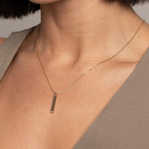 FX0921 925 Sterling Silver Vertical Bar Zirconia Necklace
