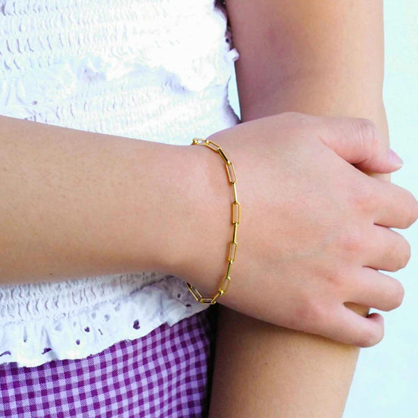 FS0178 925 Sterling Silver Long Link Bracelet