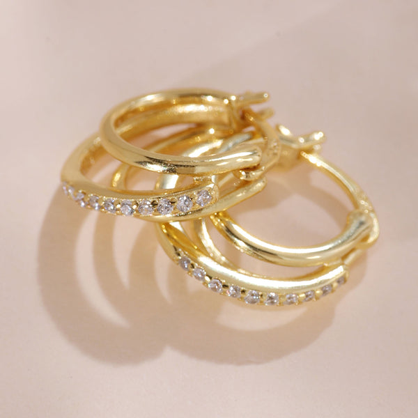 YHE0285 925 Sterling Silver Triple Band Hoop Earring