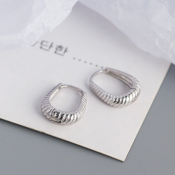 YHE0314 925 Sterling Silver Gemtry Twist Hoop Earrings