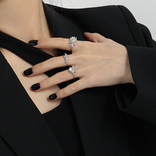 RHJ1070 925 Sterling Silver Coral Irregular Ring